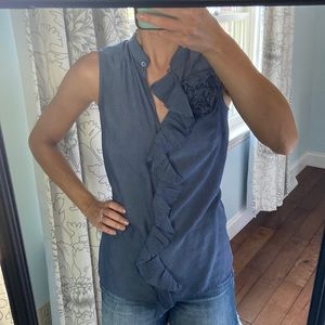 Chambray ruffled blouse